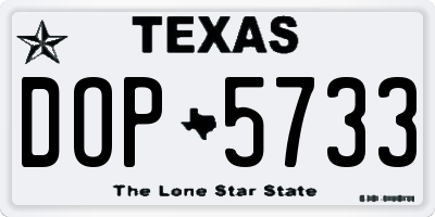 TX license plate DOP5733
