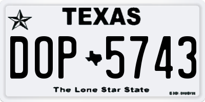 TX license plate DOP5743