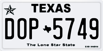 TX license plate DOP5749