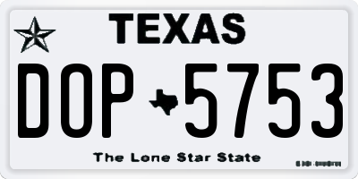 TX license plate DOP5753