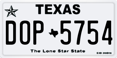 TX license plate DOP5754