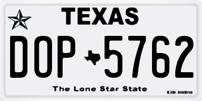 TX license plate DOP5762