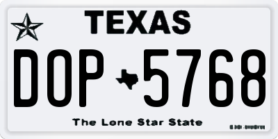TX license plate DOP5768