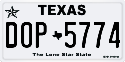 TX license plate DOP5774
