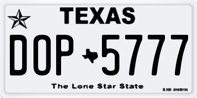 TX license plate DOP5777