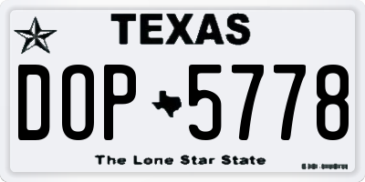 TX license plate DOP5778