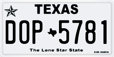 TX license plate DOP5781