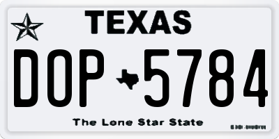 TX license plate DOP5784