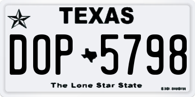 TX license plate DOP5798