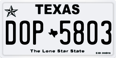 TX license plate DOP5803