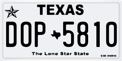 TX license plate DOP5810