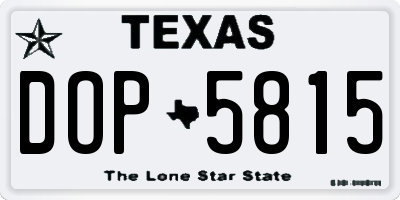 TX license plate DOP5815