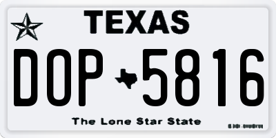 TX license plate DOP5816