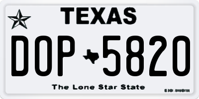TX license plate DOP5820