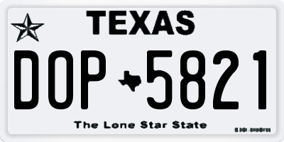 TX license plate DOP5821