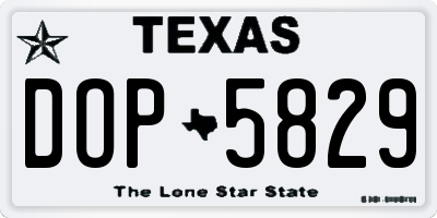 TX license plate DOP5829