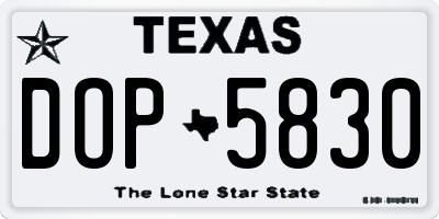 TX license plate DOP5830