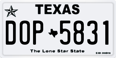 TX license plate DOP5831