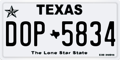 TX license plate DOP5834