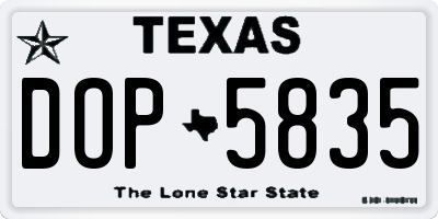 TX license plate DOP5835