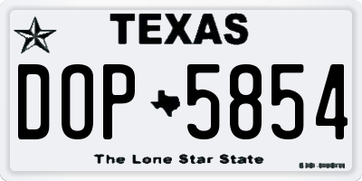 TX license plate DOP5854
