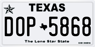 TX license plate DOP5868