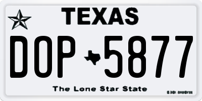 TX license plate DOP5877