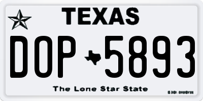 TX license plate DOP5893