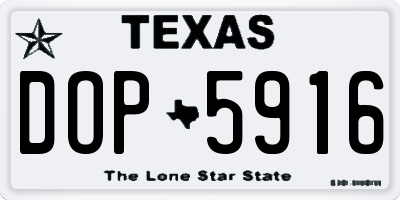 TX license plate DOP5916