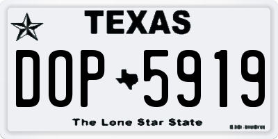 TX license plate DOP5919