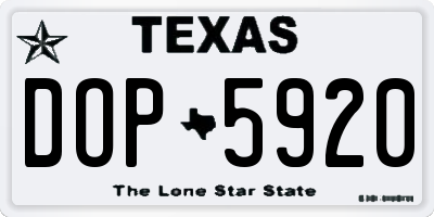 TX license plate DOP5920