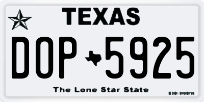 TX license plate DOP5925