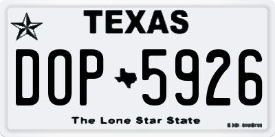 TX license plate DOP5926