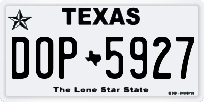 TX license plate DOP5927