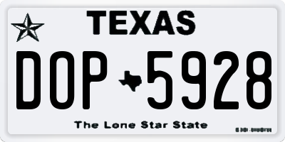 TX license plate DOP5928