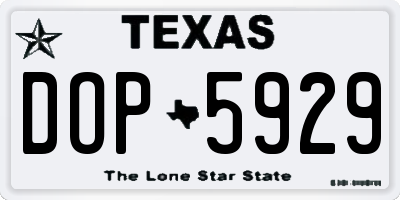 TX license plate DOP5929