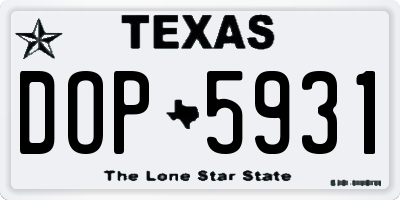 TX license plate DOP5931