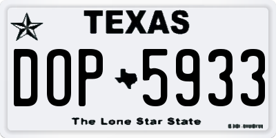 TX license plate DOP5933