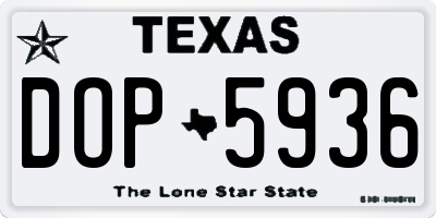 TX license plate DOP5936