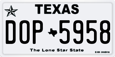 TX license plate DOP5958