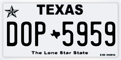 TX license plate DOP5959