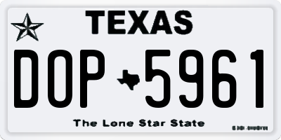 TX license plate DOP5961