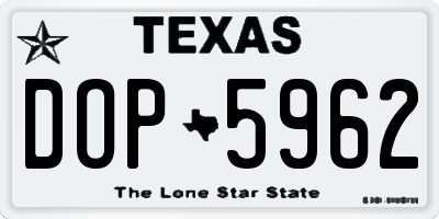 TX license plate DOP5962