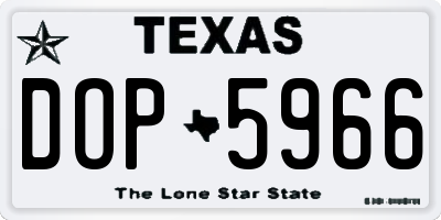 TX license plate DOP5966