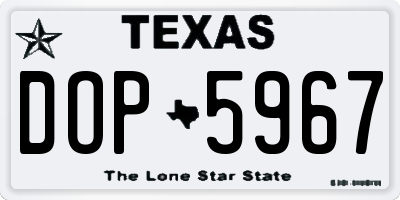 TX license plate DOP5967