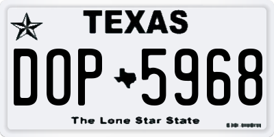 TX license plate DOP5968