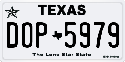 TX license plate DOP5979