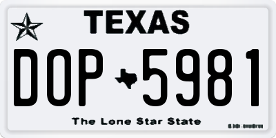 TX license plate DOP5981