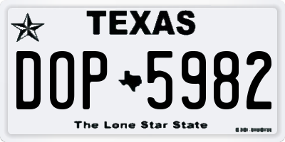 TX license plate DOP5982