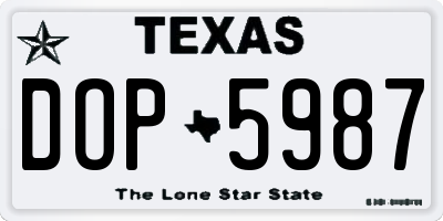 TX license plate DOP5987